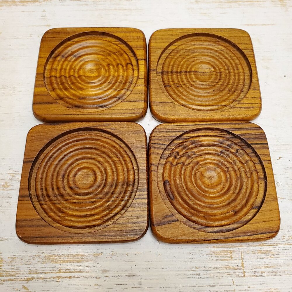 Set of 4 Wooden Coasters Drink Pop Coasters